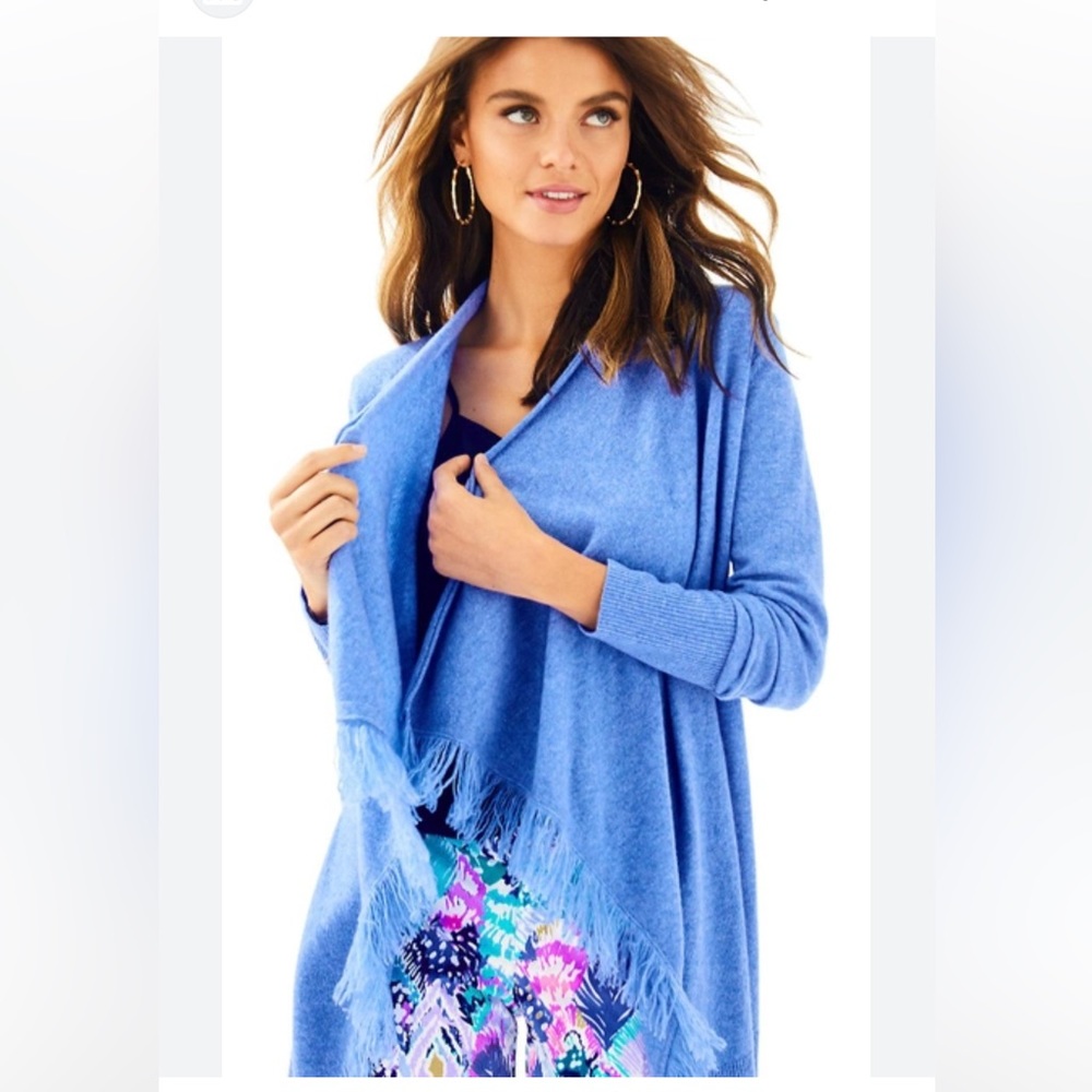 Lilly Pulitzer Inglewood cashmere cardigan in Beckon Blue Heather, size M